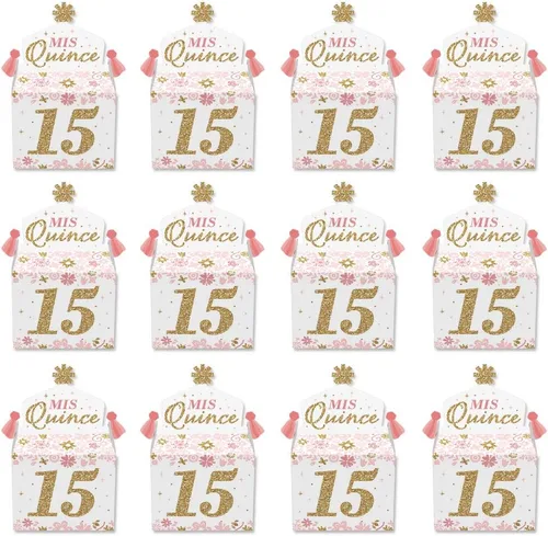 Miniatura 5 de Big Dot of Happiness Mis Quince Anos - Caja de golosinas para fiestas - Quinceañera Sweet 15 Birthday Party Goodie Gable Boxes - Juego de 12