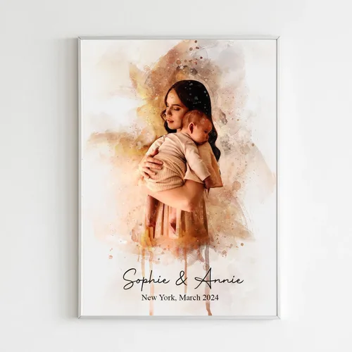 Miniatura 8 de Retrato personalizado de acuarela a partir de foto, regalo perfecto para boda, pintura de foto personalizada, regalo de acuarela para compromiso