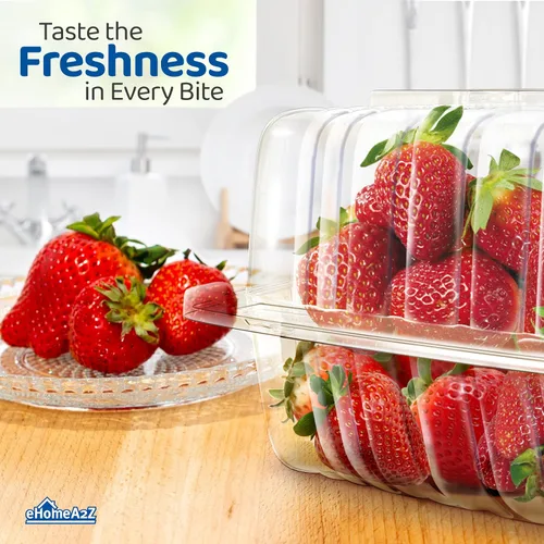 Miniatura 6 de Clamshell - Recipientes de alimentos herméticos de doble cierre de plástico, duraderos y de fácil agarre, recipientes para postres, restaurantes