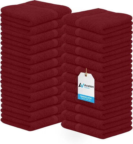 Miniatura 20 de Avalon Towels Toallitas de Algodón – (Paquete de 24) Tamaño 12x12 Pulgadas, 100% Algodón Hilado en Anillo, Toallitas Faciales Suaves y Absorbentes