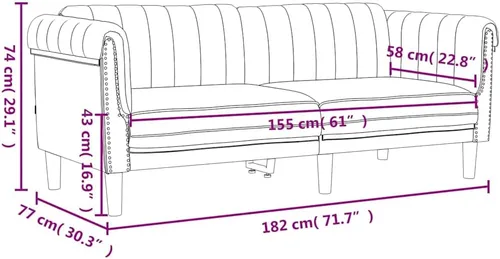 Miniatura 3 de vidaXL Sofá de 2 plazas, sofá tapizado, sofá biplaza para sala de estar en casa, muebles de sofá, sofá de dos plazas, estilo moderno, terciopelo