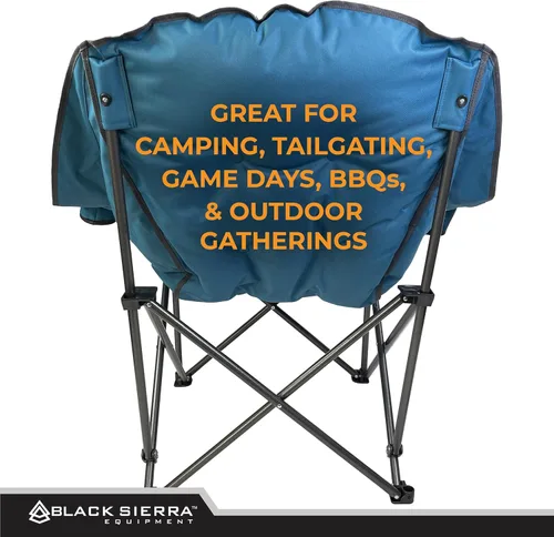 Miniatura 9 de Black Sierra Silla de campamento de gran tamaño para adultos, asiento al aire libre resistente con acolchado suave, soporta 400 libras, portavasos
