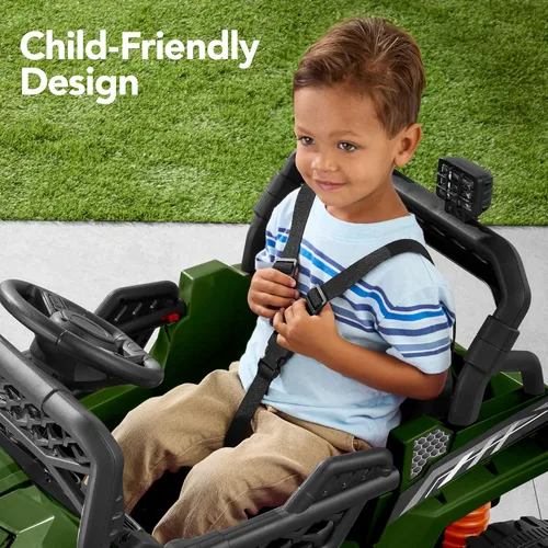 Miniatura 6 de Best Choice Products Vehículo y remolque eléctrico UTV de 12 V para niños con control parental, luces LED, 2 velocidades, Bluetooth, color verde