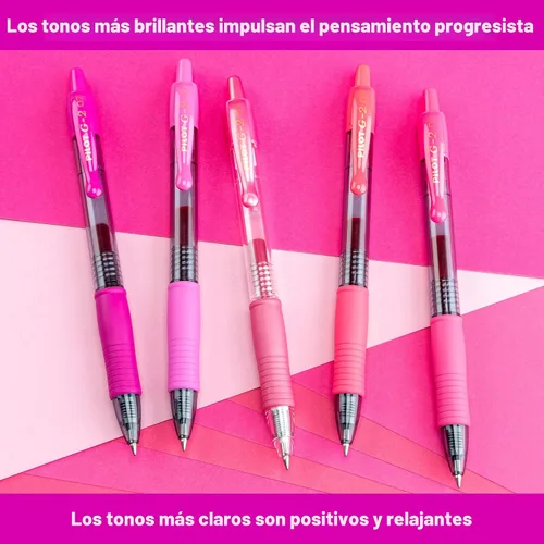Miniatura 5 de Bolígrafos de gel Pilot G2 Premium, bolígrafos de gel de punta fina, paquete rosa Boost, los colores del optimismo, paquete de 8 unidades, 0.7 mm