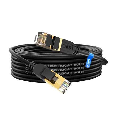 Miniatura 12 de Cable Ethernet Cat 8, cable de red LAN Cat8 de alta velocidad y servicio pesado de 10 pies 26AWG de 40 Gbps, 2000 Mhz con conector RJ45 chapado