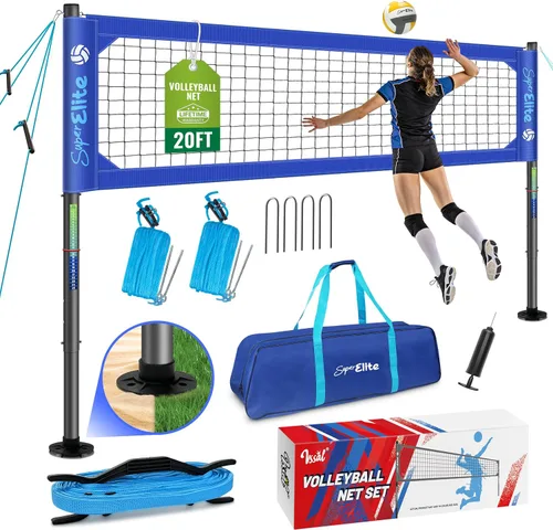 Professional Volleyball Net Set Heavy Duty for Outdoor Backyard Portable with Aluminum Scoring Poles, Nets System, Adjustable Regulation Height