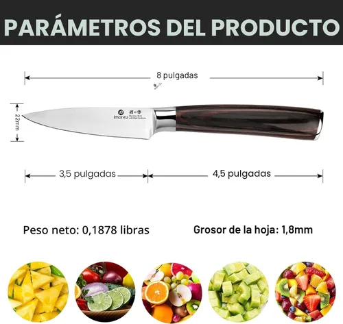 Miniatura 4 de imarku - Cuchillo de pelar, 3.5 pulgadas, cuchillos de cocina pequeños - Cuchillo de fruta de acero inoxidable japonés SUS440A, mango ergonómico