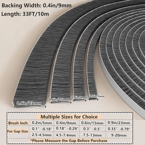 Miniatura 2 de Cinta de sellado de COUMENO para tope resistente 0.2inX0.4inX33FT adhesiva impermeable para puertas y ventanas, perfecta para bloquear corrientes