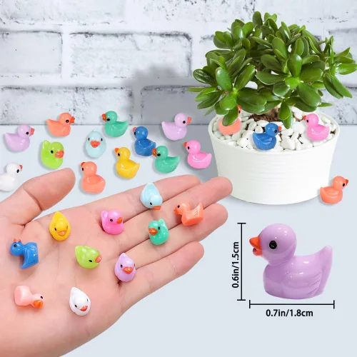 Miniatura 3 de DULEFUN 200 Piezas Patos Pequeños 10 Colores Figuras de Patitos Mini Patos de Resina Patos Pequeños de Plástico en Miniatura a Granel