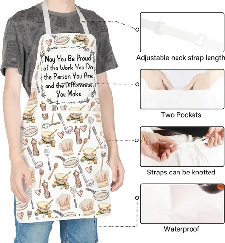 Miniatura 3 de TOBGBE Regalos de chef para hornear inspiradores, amantes de los cocineros, correa ajustable para el cuello, delantal, ideas de regalo culinario