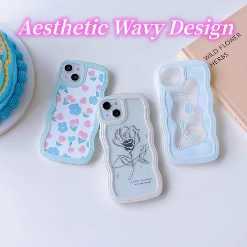 Miniatura 5 de Funda compatible con iPhone 11 transparente con diseño floral para mujeres y niñas, bonita funda estética de flores onduladas, suave a prueba