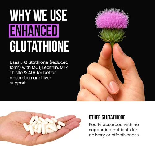 Miniatura 5 de VitaRaw 1000 mg de glutatión para apoyo inmunológico - Complejo de absorción de 100 mg - Suplemento de glutatión liposomal reducido con ácido alfa