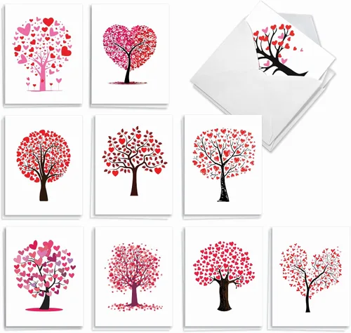 Miniatura 11 de The Best Card Company - 20 bonitas tarjetas en caja (4 x 5.12 pulgadas) - Juego surtido en blanco (10 diseños, 2 de cada uno) - Line Heart