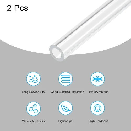 Miniatura 3 de MECCANIXITY Tubo acrílico transparente rígido redondo tubo 0.157 in (5/32") ID 0.315 in (5/16") OD 10" para lámparas y linternas, sistema