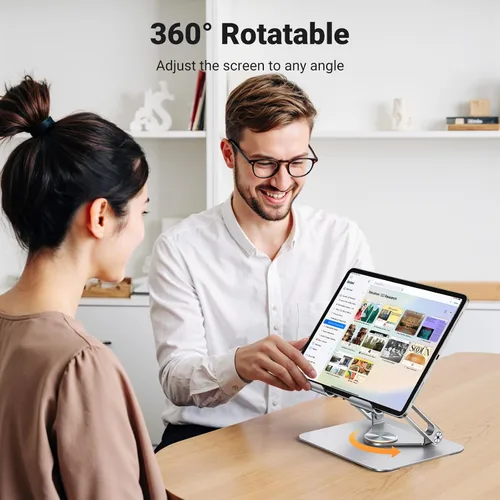Miniatura 5 de UGREEN - Soporte para tablet para escritorio con base giratoria de 360°, soporte de aluminio de doble varilla ajustable, accesorios para el hogar