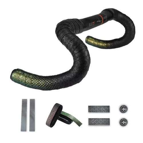 Miniatura 8 de Skwiki - Cinta de manillar de bicicleta de carretera, piel sintética adherente, agarre, alto rebote, transpirable, estructura multicapa (negro)