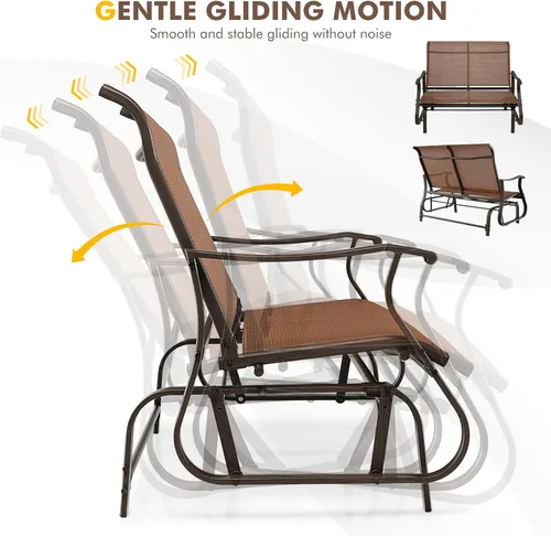 Miniatura 5 de Giantex Silla de banco para exteriores, sofá biplaza extragrande para 2 personas con tela transpirable, marco de acero, capacidad de peso de 660