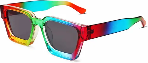 Miniatura 91 de VANLINKER Gafas de sol cuadradas gruesas para hombres y mujeres, retro, rectangulares, con protección UV400, VL9731