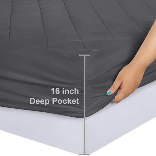 Miniatura 3 de Utopia Bedding - Funda acolchada ajustada para colchón, tamaño King, protector y cubierta de colchón elástico con bolsillo profundo que se estira