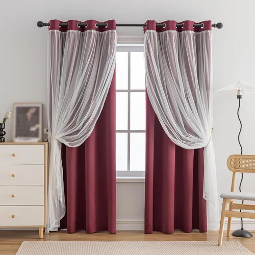 Miniatura 34 de Anytime Cortinas opacas y transparentes para ventana, par de paneles de cortinas lisas con ojales en la parte superior, 35 pulgadas de ancho x 63