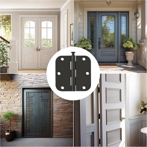Miniatura 7 de Haidms Paquete de 24 bisagras de puerta color negro mate sin chirridos de 3.5 pulgadas, bisagras de puerta interior redondeadas con pin extraíble