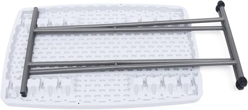 Miniatura 4 de Mesa plegable de altura ajustable para el hogar, bandeja de TV para interiores y exteriores y mesa de comedor ligera con patas en X y parte superior