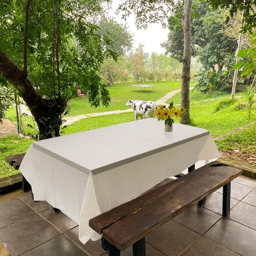Miniatura 2 de ANECO Manteles 100% compostables para mesas rectangulares (54 x 108 pulgadas, 3 unidades) – Mantel rectangular desechable blanco – Mantel de mesa