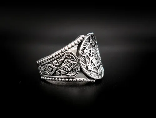 Miniatura 6 de Anillo Metatron Cube Geometría Sagrada de Plata de Ley 925 para hombre