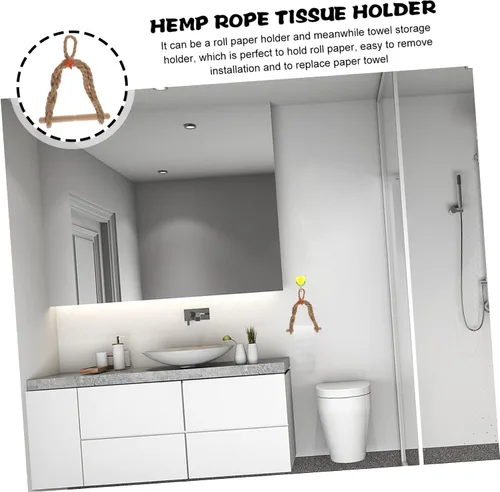 Miniatura 4 de Soporte para rollo de papel de cuerda náutica, decoración de baño rústico, soporte para papel higiénico con tema oceá
