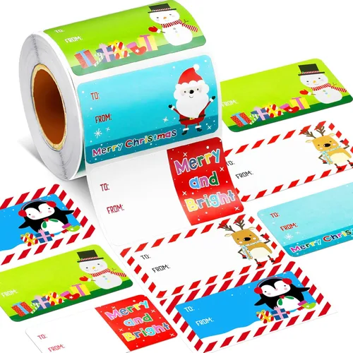 Miniatura 10 de Outus 500 Piezas Etiquetas de Navidad Autoadhesivas Etiquetas de Regalo para Regalos de Navidad Etiquetas de Nombre de Navidad Pegatinas para Papel