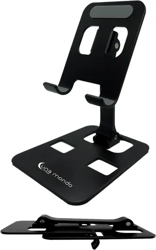 Miniatura 2 de Soporte para teléfono - Ligero, plegable y duradero con dos bisagras ajustables. Negro