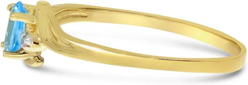 Miniatura 5 de Anillo ovalado de oro amarillo de 14 k con topacio azul y diamantes