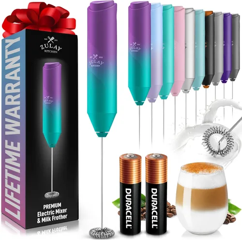 Miniatura 61 de Zulay Kitchen Espumador de leche de mano a pilas - Mezclador eléctrico de bebidas para café, lattes, capuchinos, matcha y chocolate caliente