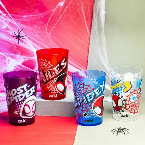 Miniatura 2 de Zak Designs Marvel Spider-Man - Juego de vasos anidables para el hogar, vasos de plástico sin BPA de 14.5 onzas, paquete de 4