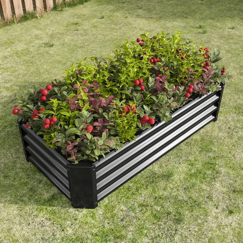 Miniatura 11 de Cama de jardín elevada galvanizada para verduras, jardineras elevadas al aire libre, camas de jardín elevadas de metal, kit de acero para verduras