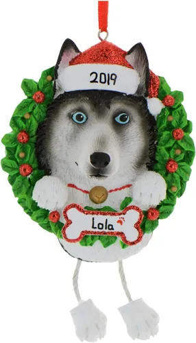 Miniatura 2 de Adornos de Navidad personalizados para perros de Elfos 2024 – Corona de Husky para la primera Navidad de los amantes de los perros Husky siberiano