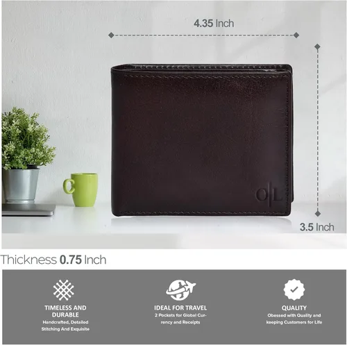 Miniatura 5 de Carteras RFID delgadas para hombres - Cartera de bolsillo frontal de piel genuina
