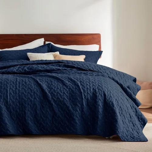 Bedsure Colchas de tamaño King de gran tamaño, colchas ligeras de gran tamaño con patrón de tejido de canasta, juego de ropa de cama suave, juego de