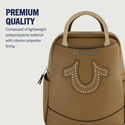 Miniatura 5 de True Religion Mini Backpack, Studded Horseshoe Logo Small Travel Bag Purse for Women, Adjustable Shoulder Straps