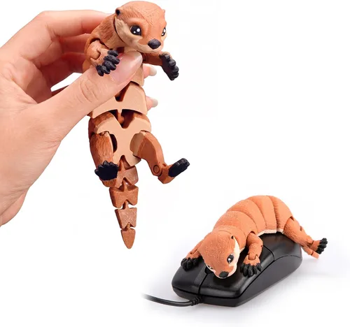 Miniatura 32 de Yipintang Criaturas Impresas en 3D Animales Flexibles - Juego de Animales Fidget de 7 Pulgadas para Decoración de Estantes (Pareja de León Adulto)