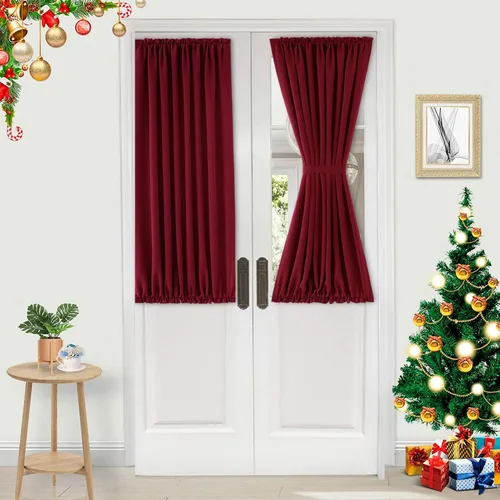 Miniatura 128 de DWCN Cortinas para puerta francesa: cortina térmica con bolsillo para barra para puertas con ventana de vidrio, puertas de cocina y patio