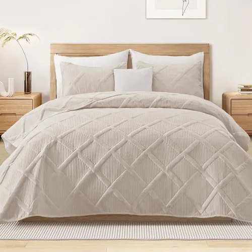 Miniatura 20 de Exclusivo Mezcla - Juego de edredón de microfibra tamaño King, juego de ropa de cama gris claro con 2 fundas de almohada, colcha moderna para cama