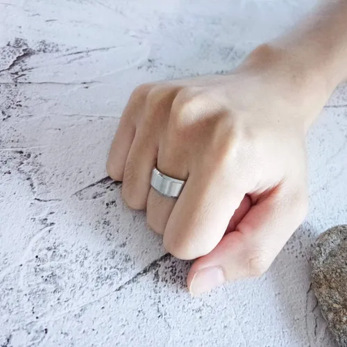 Miniatura 6 de Anillo básico mate cepillado para hombre de 0.157 in, 0.236 in, 0.315 in, 0.394 in, anillos de acero inoxidable negroazulplateado para hombres