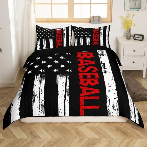 Miniatura 30 de Erosebridal Sports Duvet Cover Football Patchwork Bedding Sets, Geometric Ball Pattern Bed Cover Rugby Game Bed Set Twin