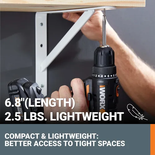 Miniatura 4 de Worx Taladro Atornillador Inalámbrico de 20V, Kit de Accesorios de 84 Piezas, 2 Velocidades Variables, Par de 265 In-Lbs, Embrague 20+1, Ligero