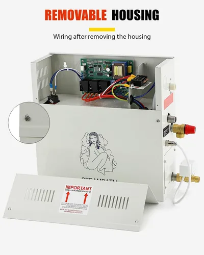 Miniatura 7 de CGOLDENWALL Generador de vapor autodrenante de lujo de 6KW, ducha, sauna, baño, baño de vapor en casa, generador de spa con control impermeable