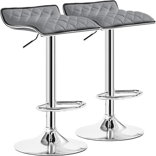 Miniatura 22 de VECELO Juego de 2 taburetes de bar ajustables, taburetes de altura de barra para encimera de cocina