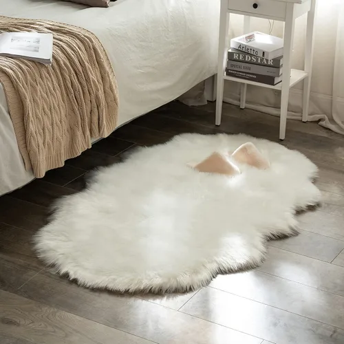 Miniatura 39 de MIULEE Alfombra de Piel de Oveja Sintética de 3 x 5 Pies, Alfombras de Área Mullidas de Lujo - Alfombra Decorativa Shag Súper Suave para Dormitorio