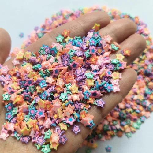 Miniatura 2 de 1.41 oz Mini Fimo Polímero Estrellas Rebanadas Adultos Uñas Rebanadas Rebanadas Arte Diseño Suministros DIY Artesanía (Estrellas)