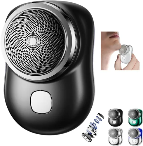 Mini afeitadora eléctrica portátil, afeitadora eléctrica portátil de bolsillo, mini afeitadora eléctrica mágica USB para hombres, afeitadora Negro